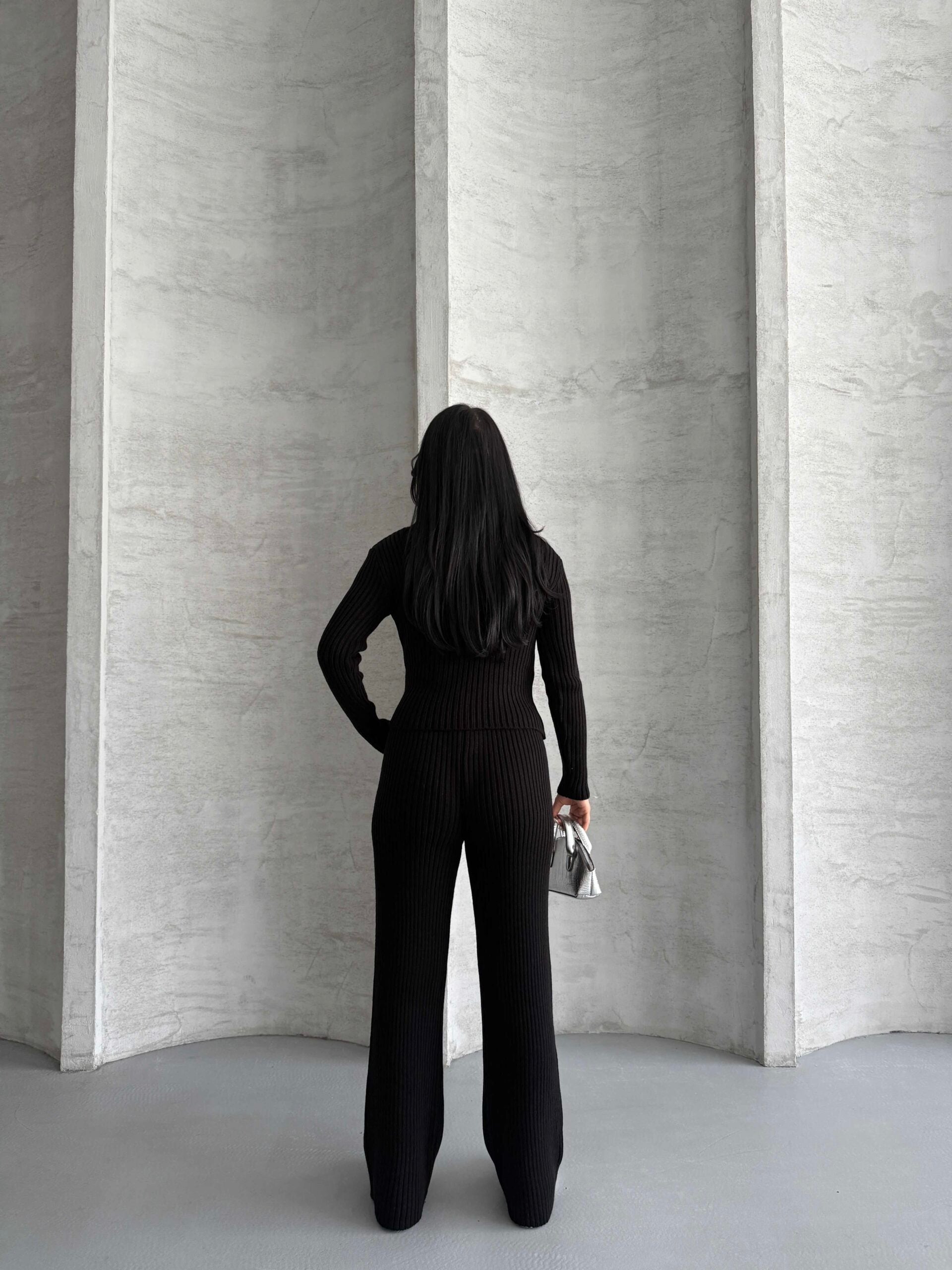 Yan Düğme Detay Triko Takım 1563