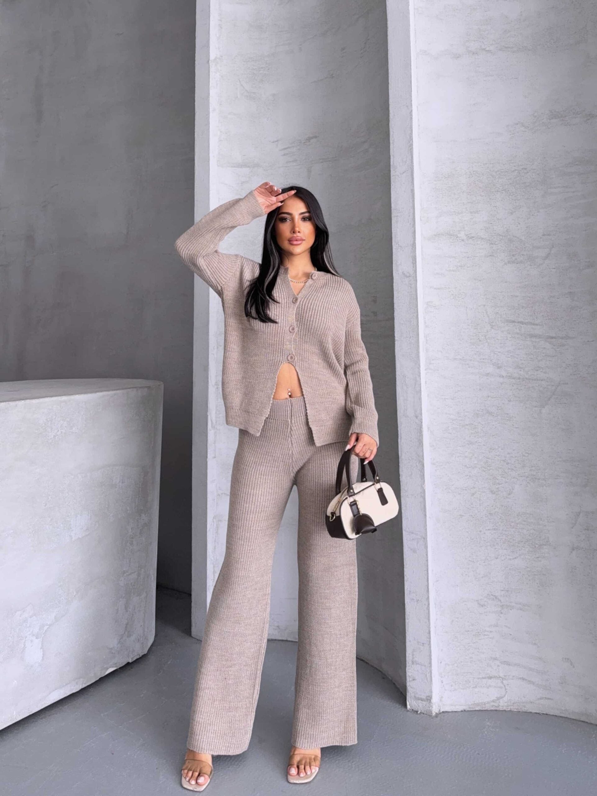 Düğme Detay Triko Takım 1565