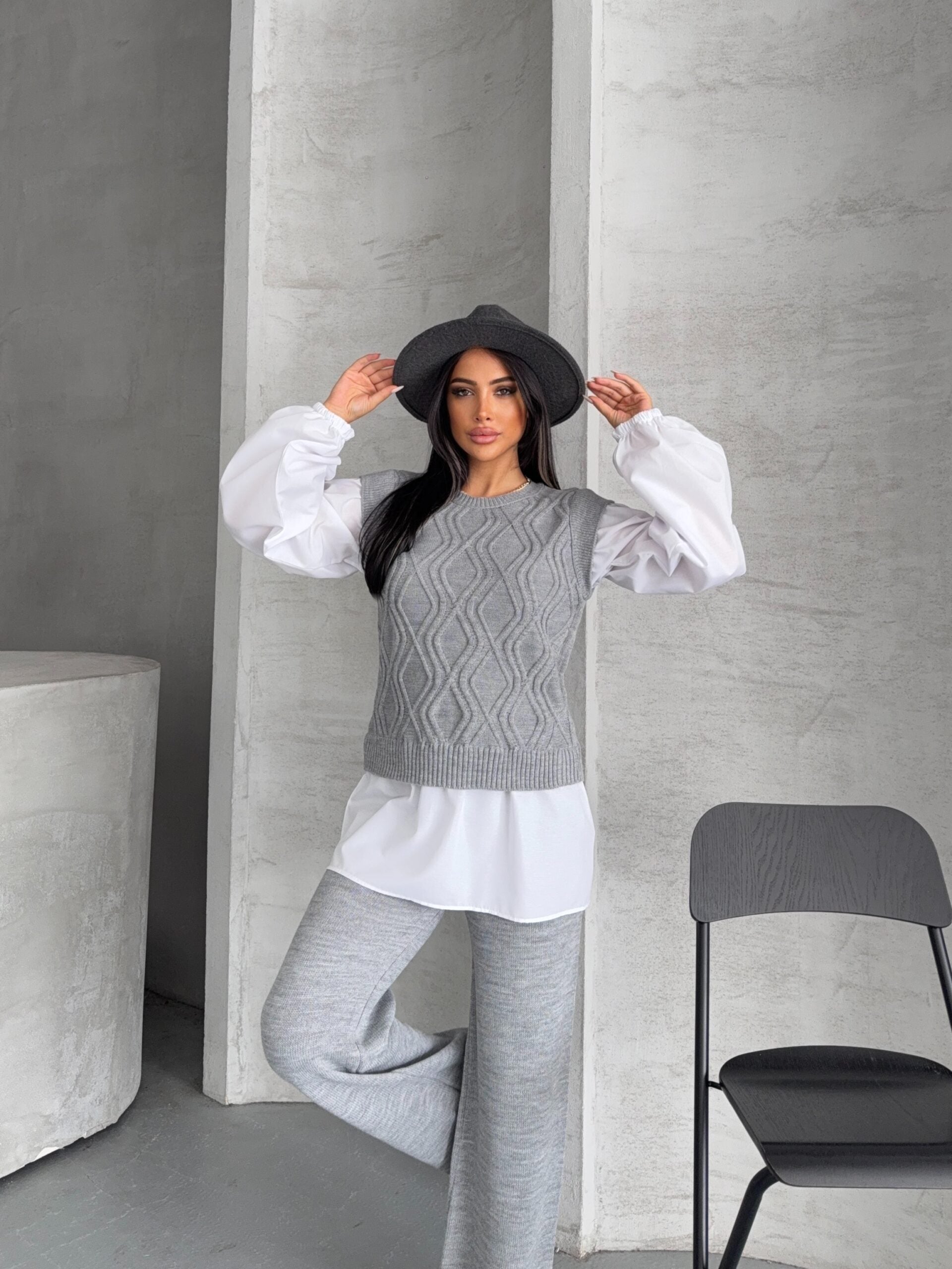 Gömlek Detay Triko Takım 1561