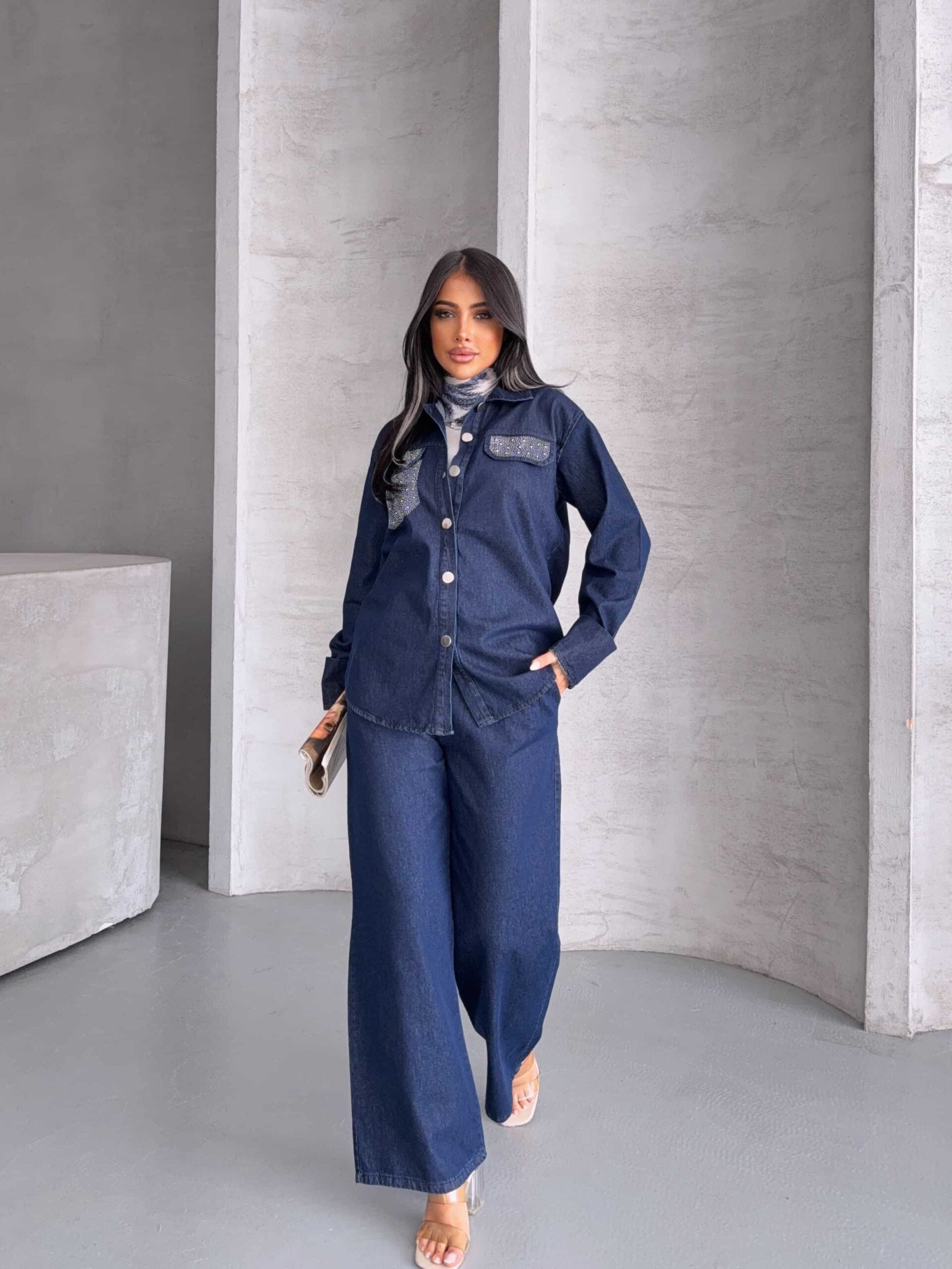 Cep Taş Detay Kot Takım 1802