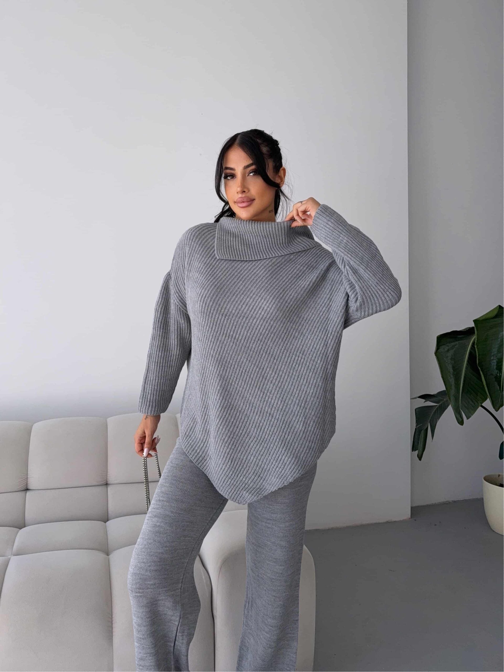 Mektup Yaka Triko Takım 1555