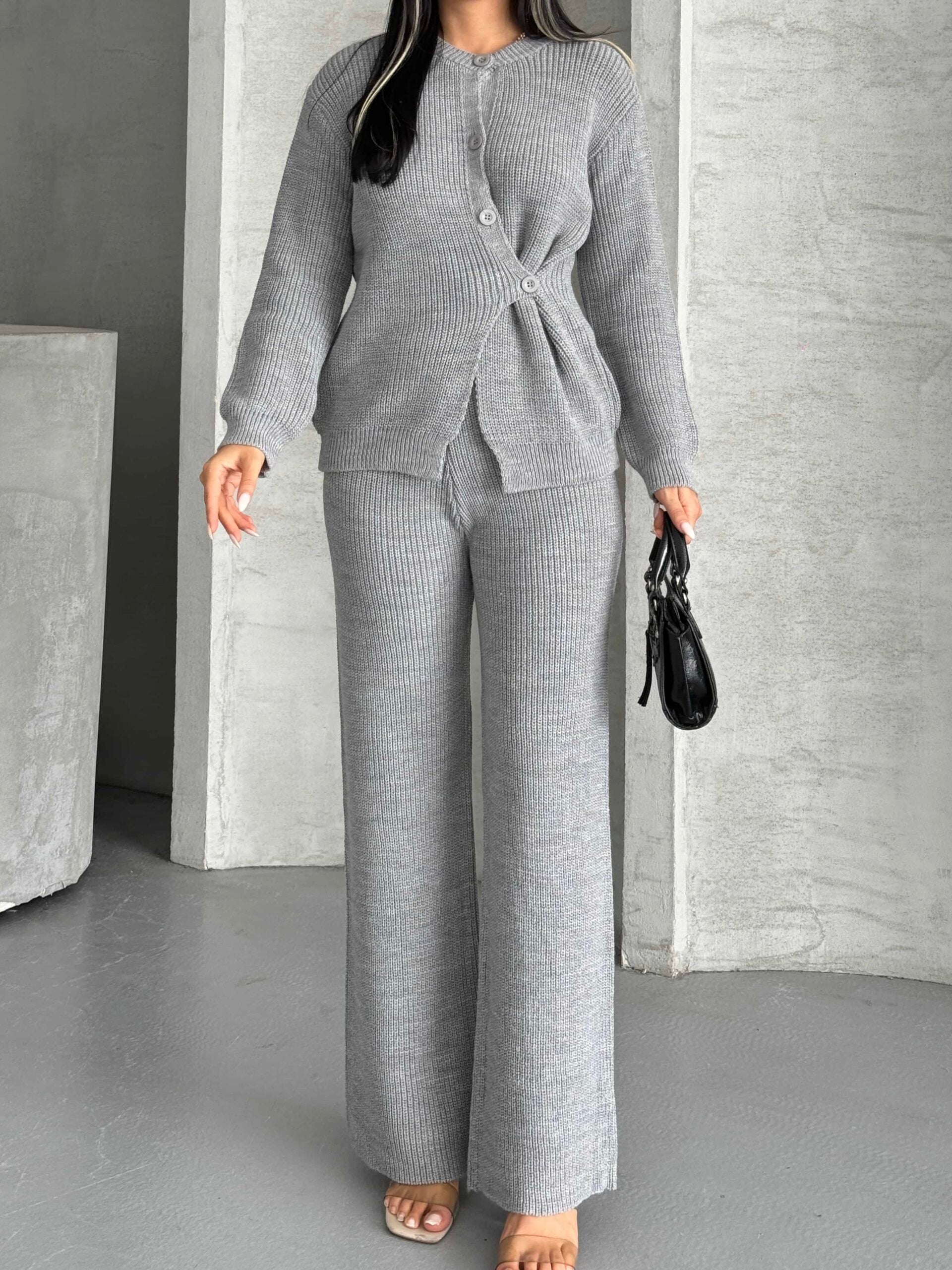 Düğme Detay Triko Takım 1565