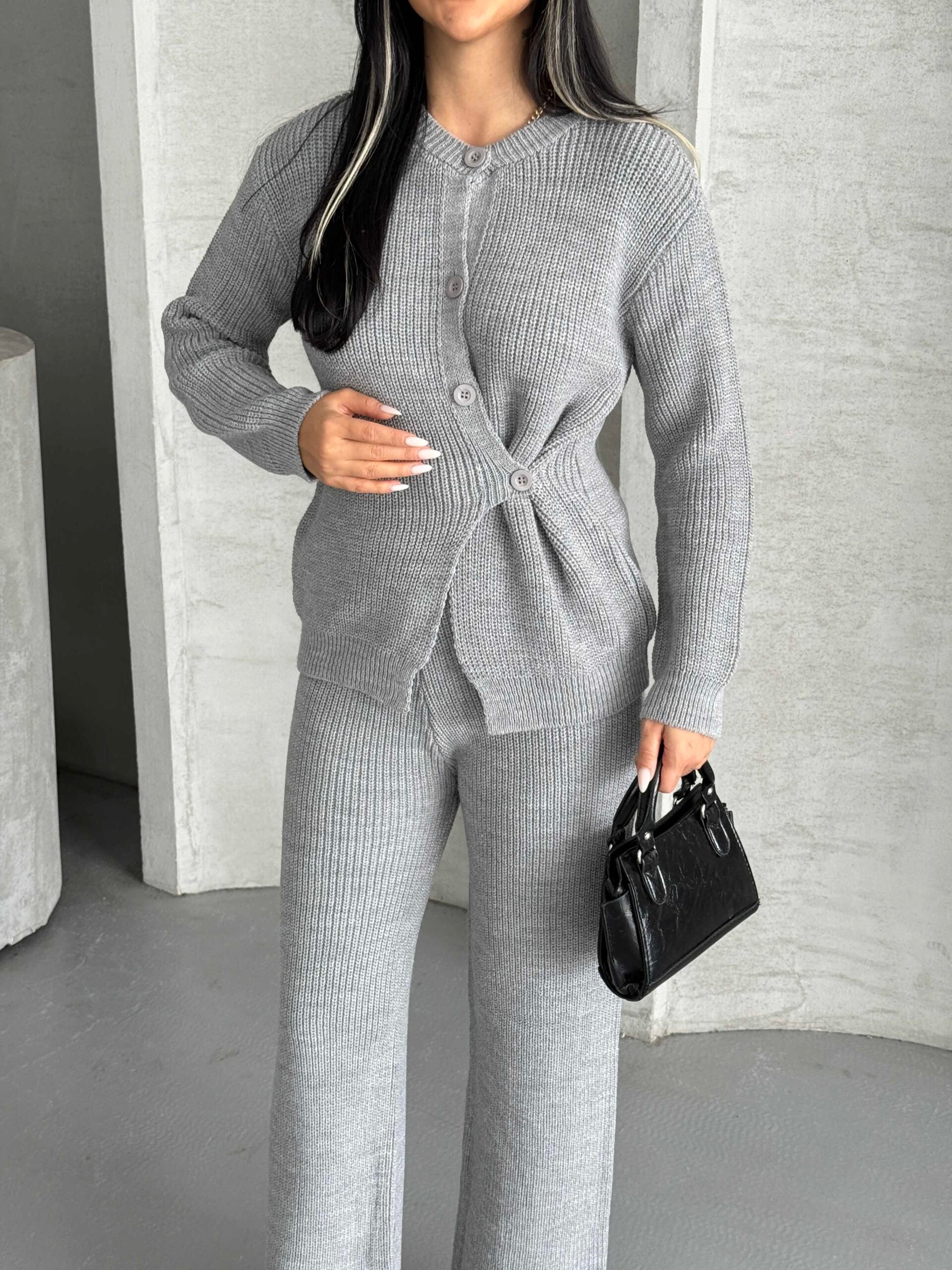 Düğme Detay Triko Takım 1565