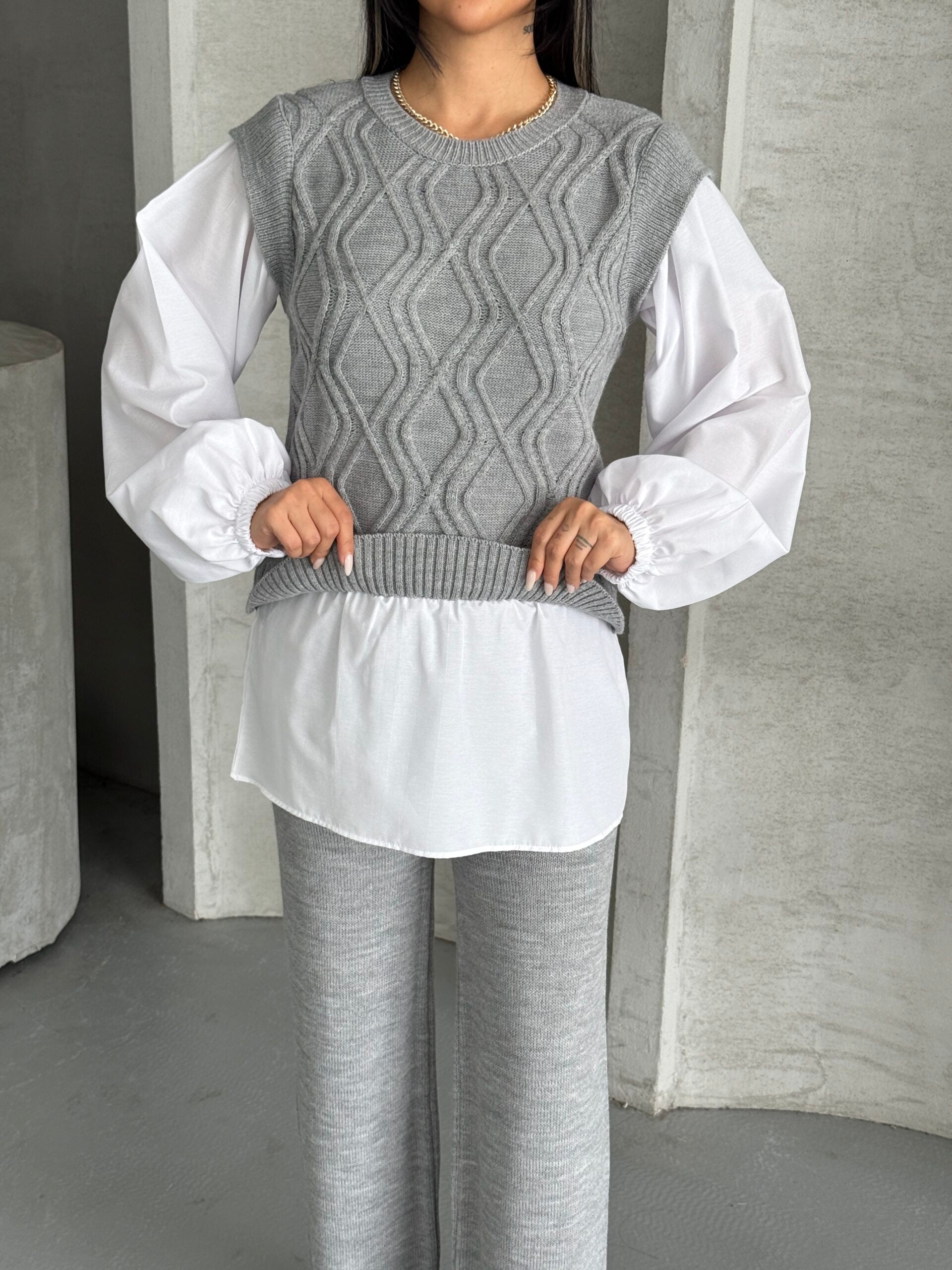 Gömlek Detay Triko Takım 1561