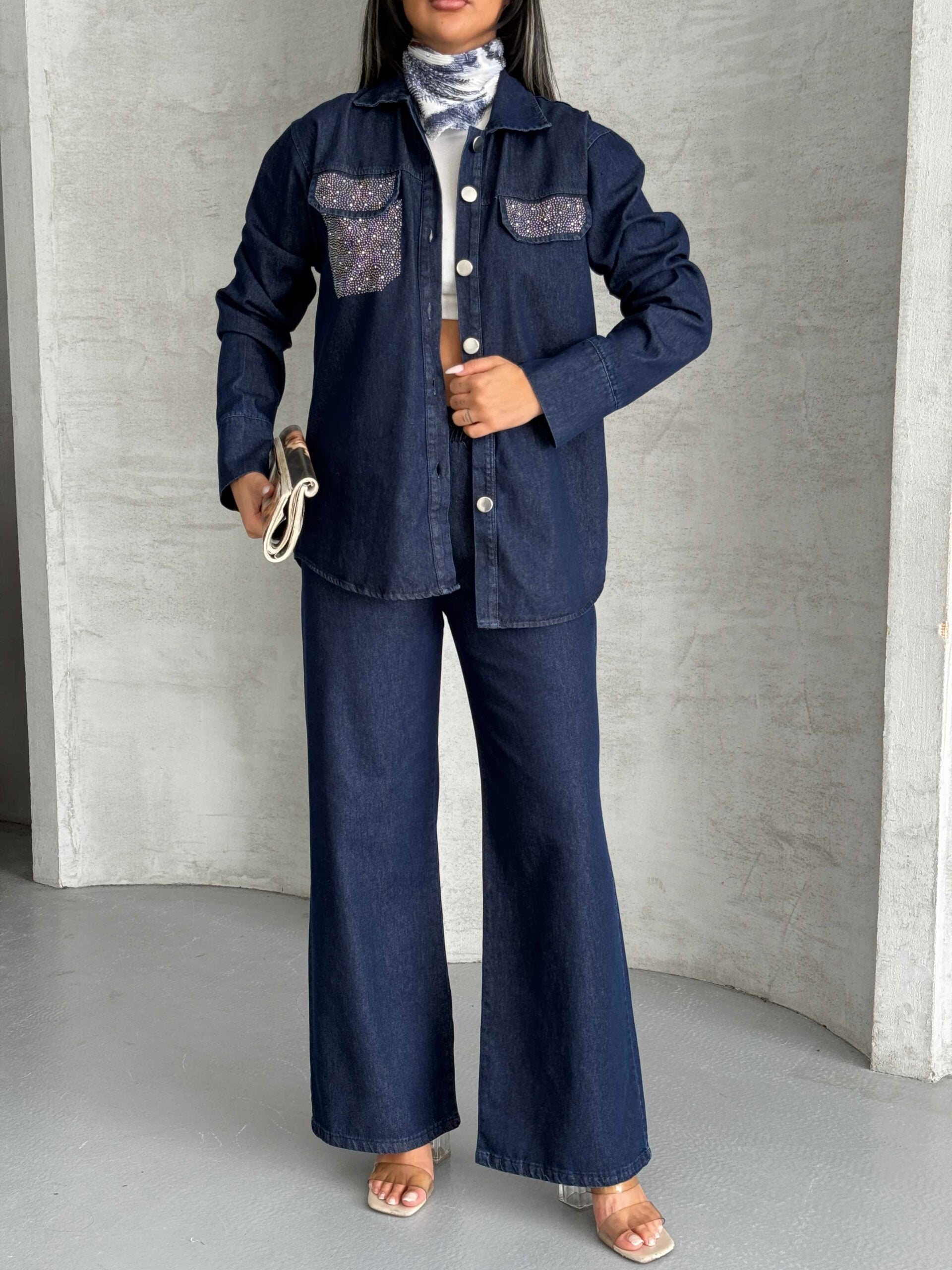 Cep Taş Detay Kot Takım 1802