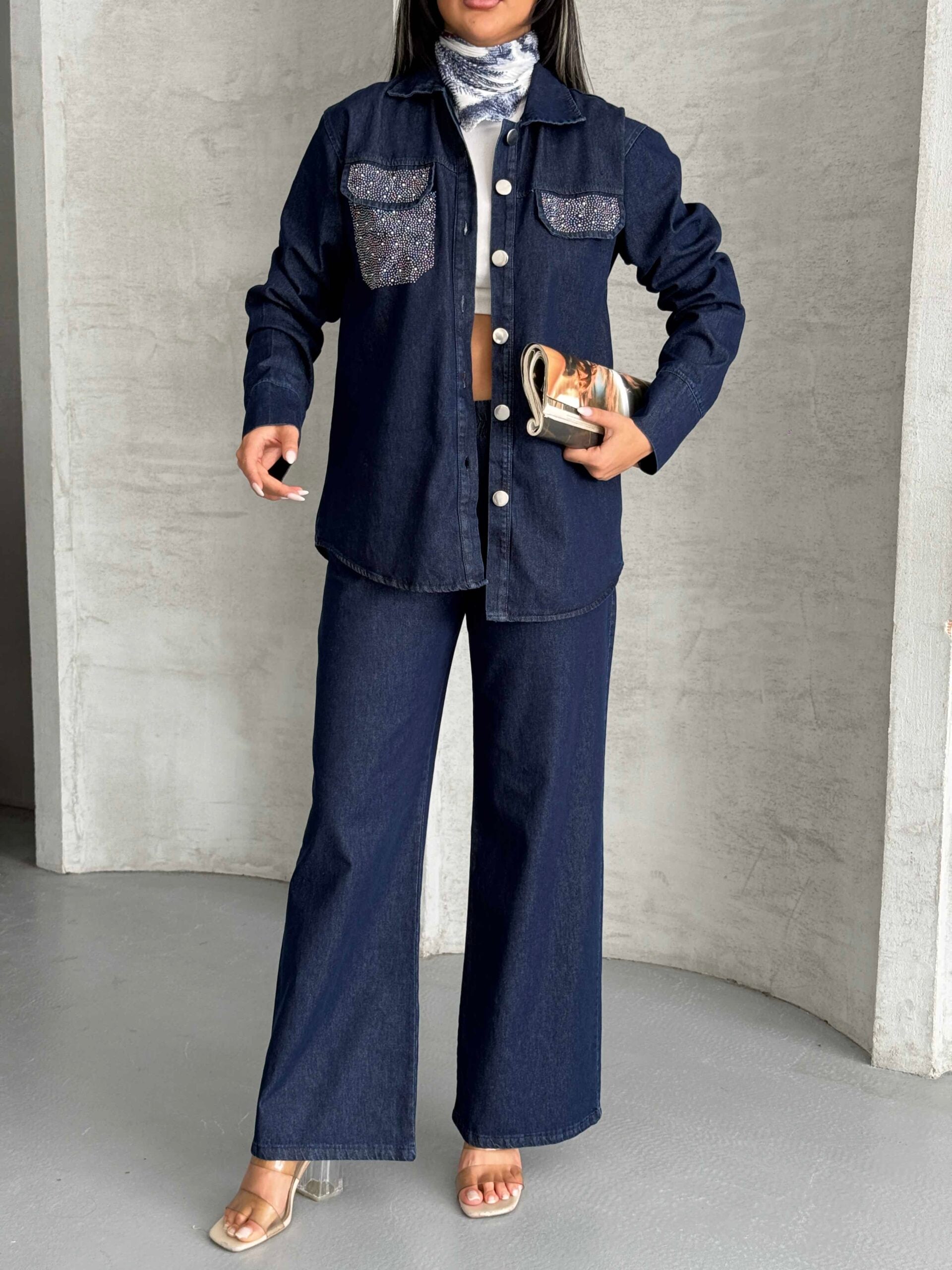 Cep Taş Detay Kot Takım 1802