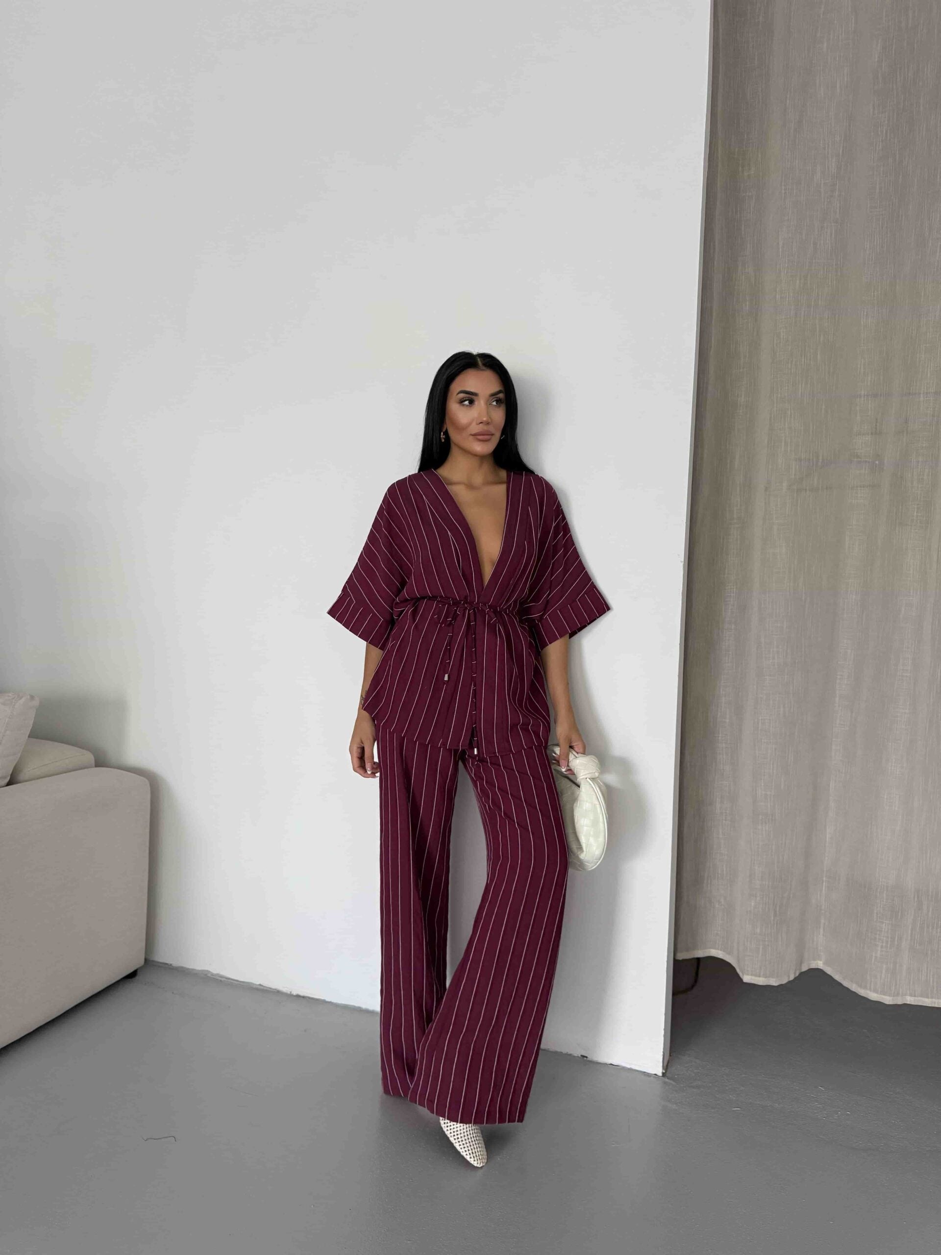 Çizgili Kimono Takım 2517