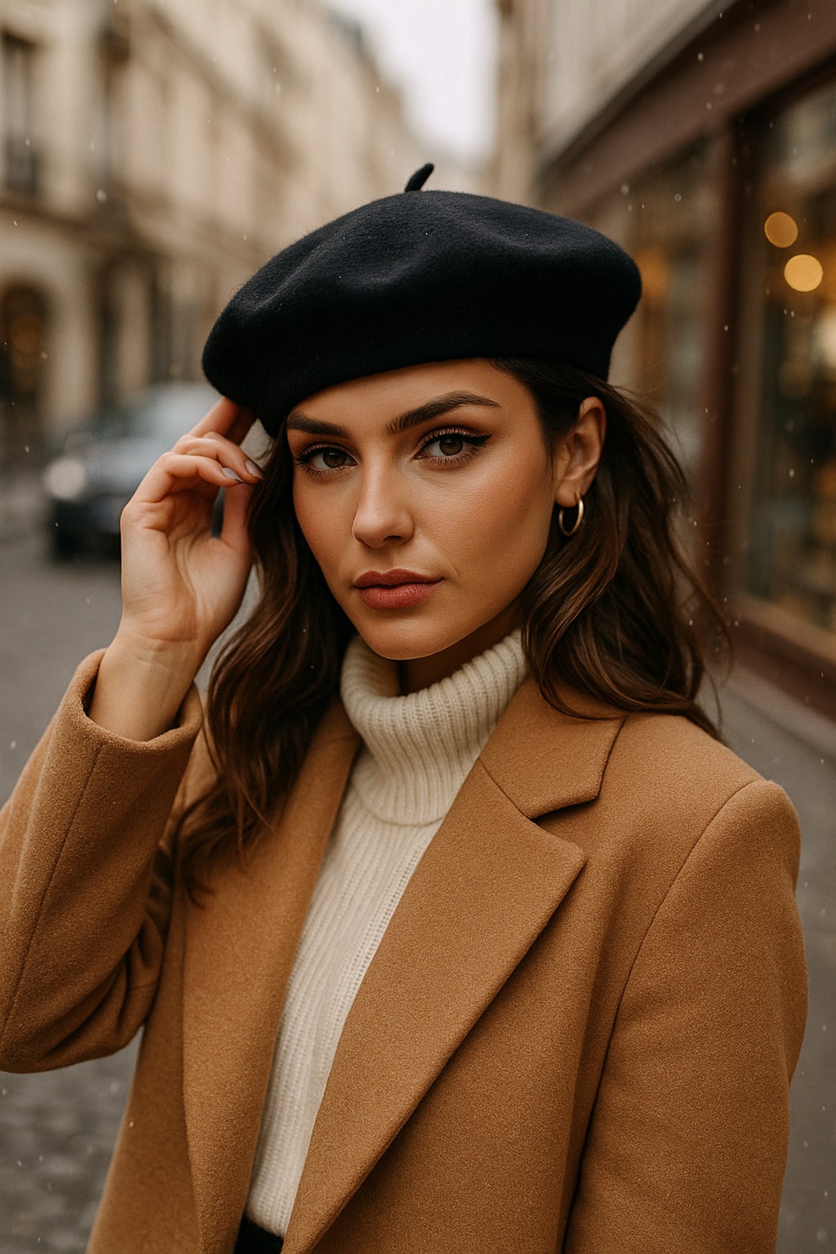 Siyah Fransız Keçe Ressam Bere Şapka Bere1101