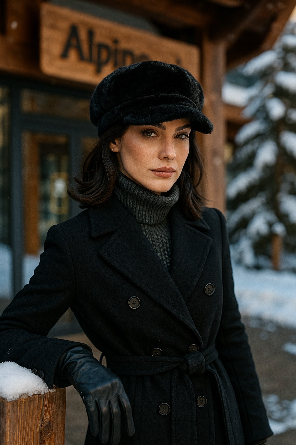 Siyah Kalın Tüylü Kışlık Şapka Sıcak Tutan Pofuduk Kürk Dokulu Aksesuar Spk1128