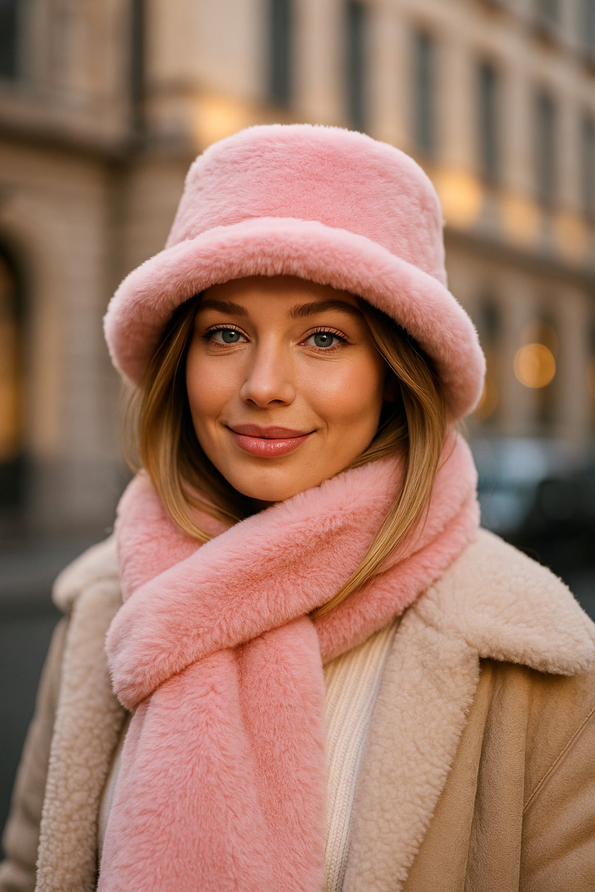 İthal Premium Pudra Şapka-Boyunluk Kürk set01-1