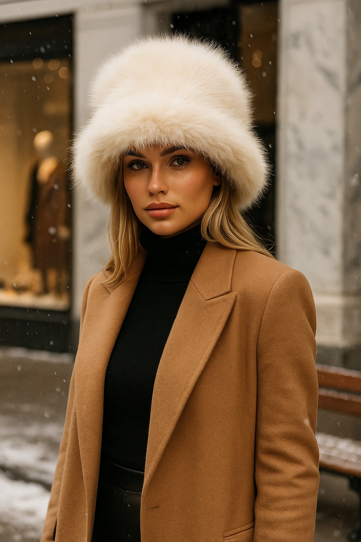 Peluş Ayarlanabilir Bej Bucket Kalpak Şapka-Bere SPK1142