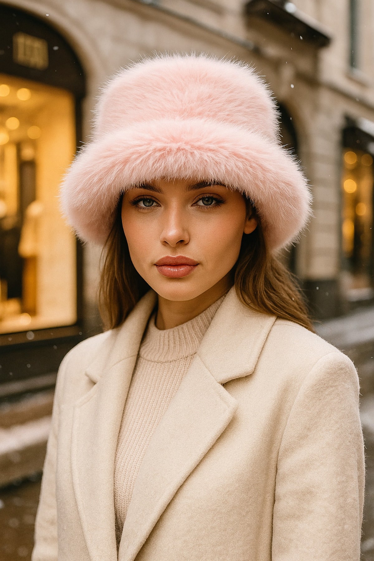 Peluş Ayarlanabilir Pembe Bucket Kalpak Şapka-bere Spk1142