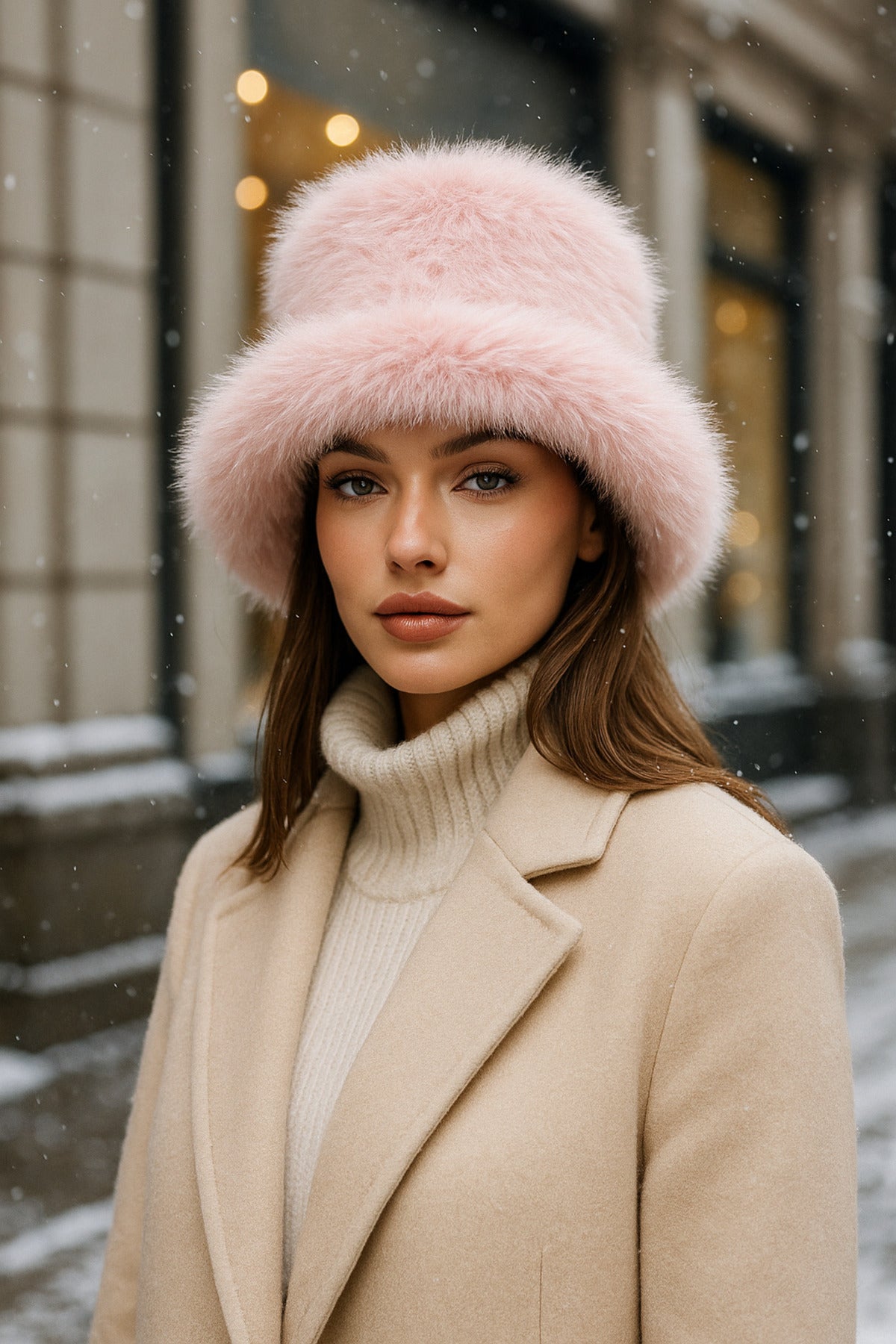 Peluş Ayarlanabilir Pembe Bucket Kalpak Şapka-bere Spk1142