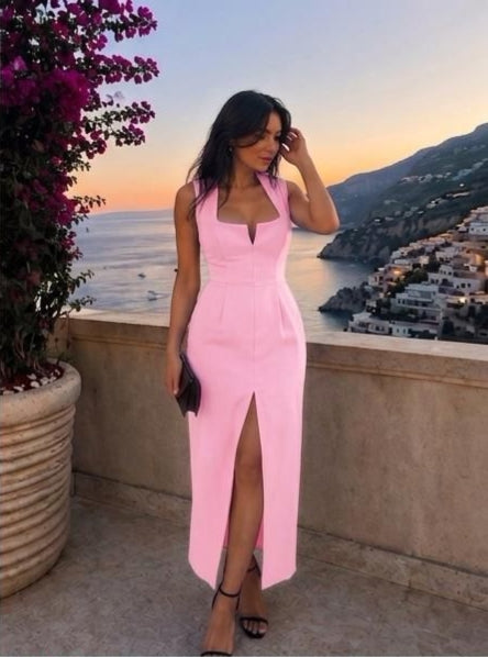 Positano Sırt Dekolteli Midi Elbise