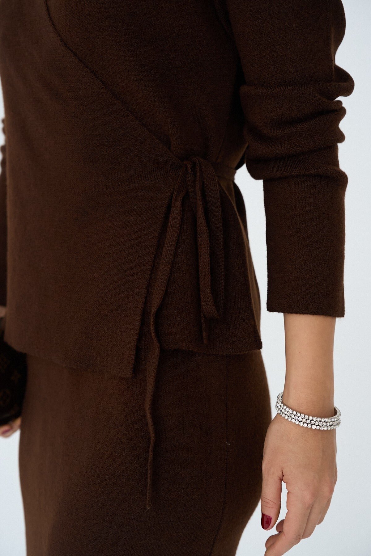 Bitter Coffee Side-Tie Skirt Set