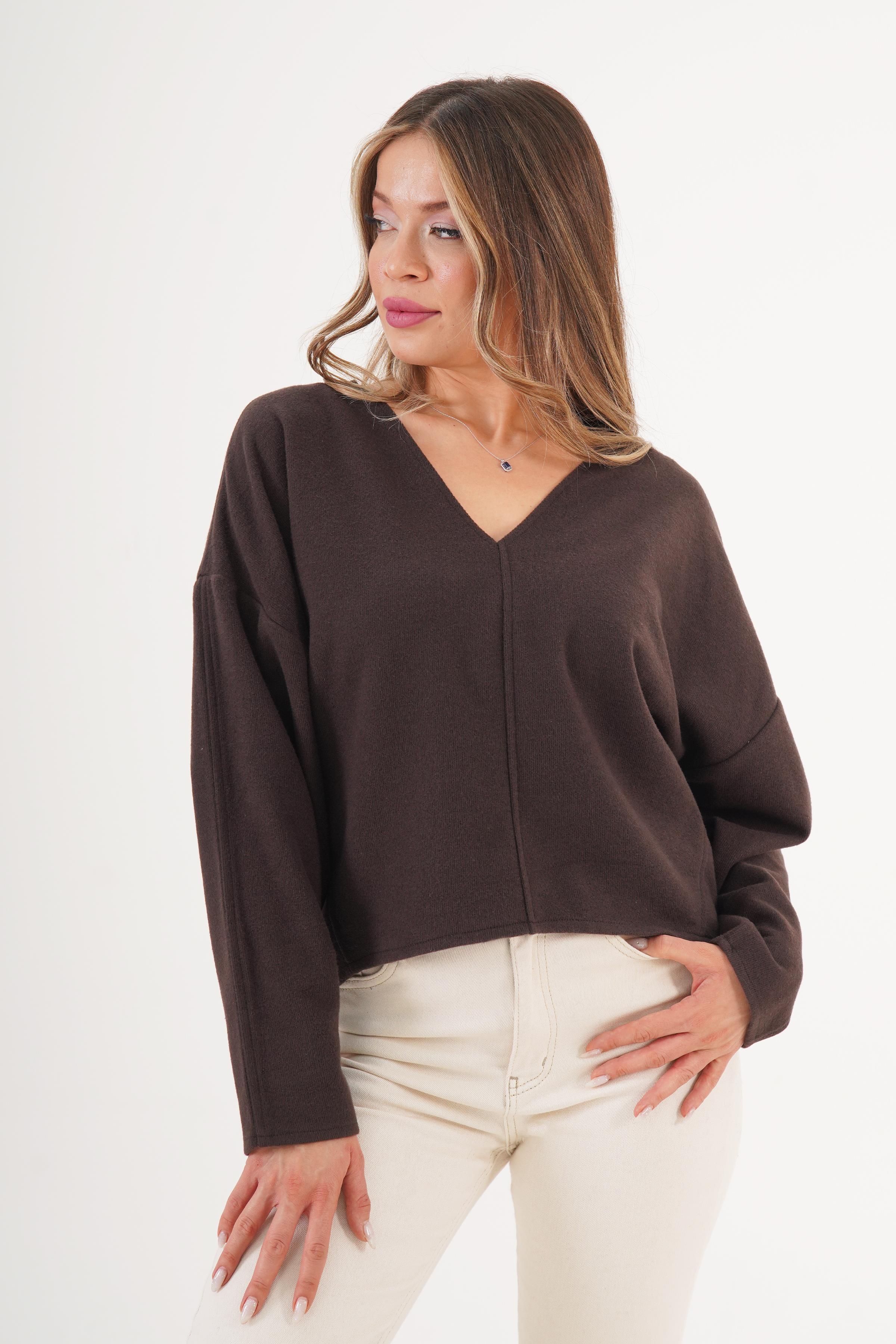 V Yaka Yarasa Model Trend Kahve Bluz