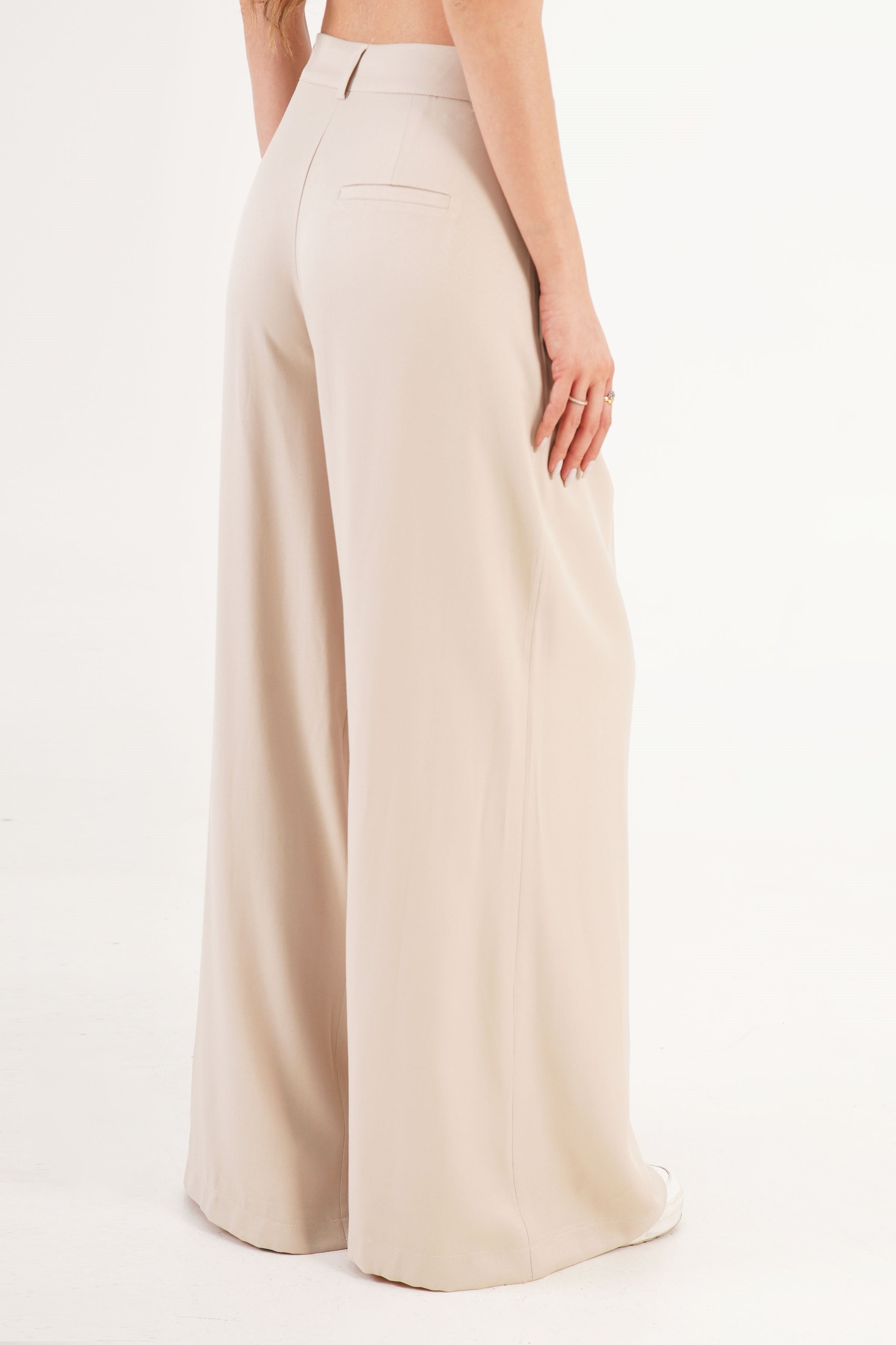 Piliseli Çift Cepli Salaş Toptan Bej Pantolon