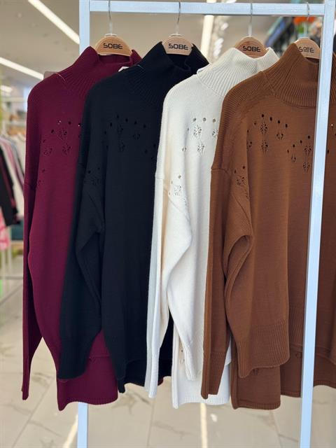 Ajur Detaylı Balıkçı Yaka Triko Takım 10256