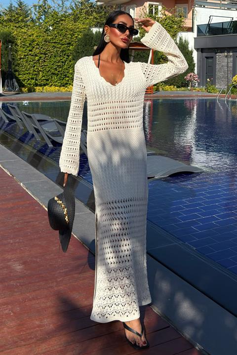 Ajur Detaylı İspanyol Kol Elbise 2840