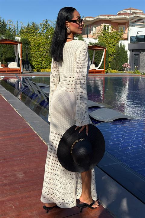 Ajur Detaylı İspanyol Kol Elbise 2840