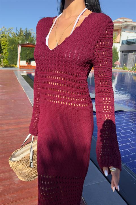 Ajur Detaylı İspanyol Kol Elbise 2840