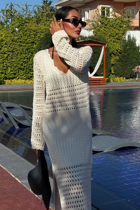 Ajur Detaylı İspanyol Kol Elbise 2840