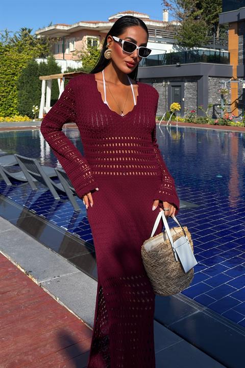 Ajur Detaylı İspanyol Kol Elbise 2840