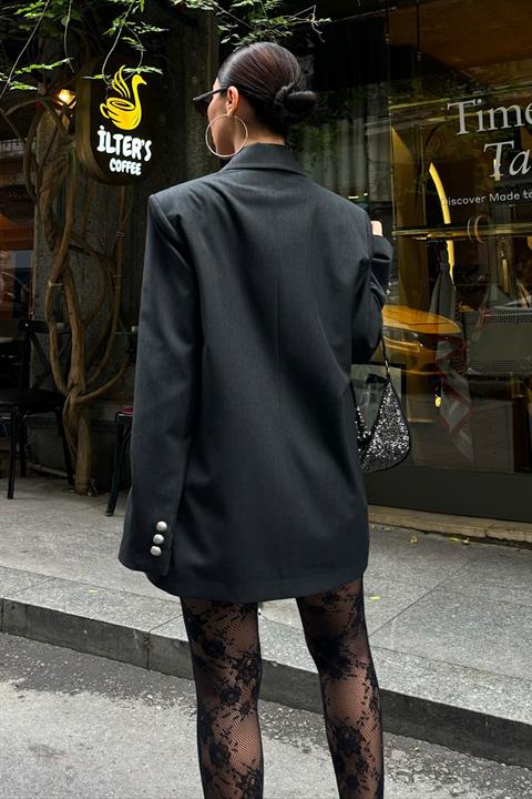 Aksesuarlı Dokuma Blazer 6114
