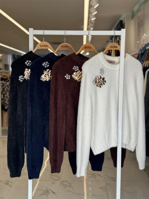Aksesuarlı Premium Yumoş Kazak 1367
