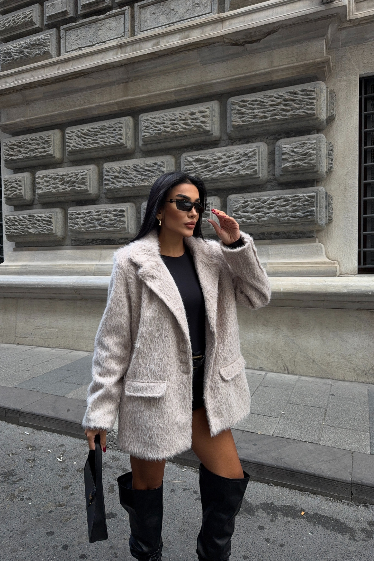 ALPAKA KAŞE CEKET BOYFREND - Bej