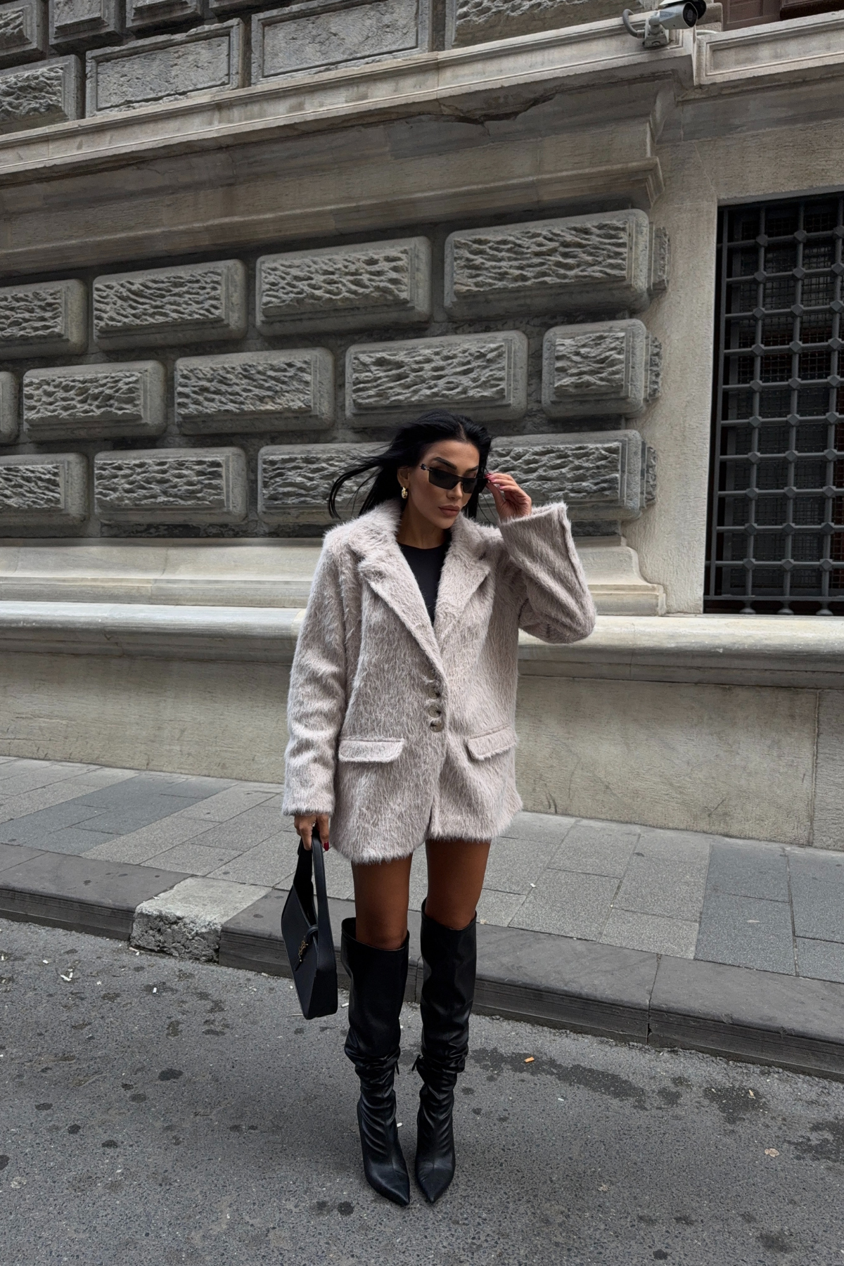 ALPAKA KAŞE CEKET BOYFREND - Bej