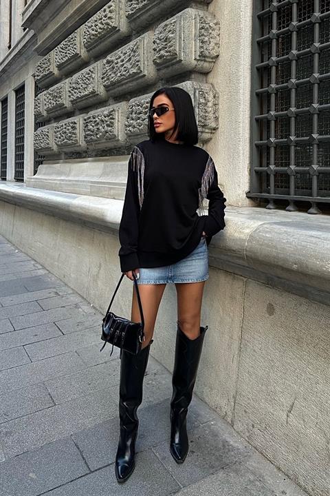 Angelina Metalize Sarkaçlı Sweatshirt 8048 -08