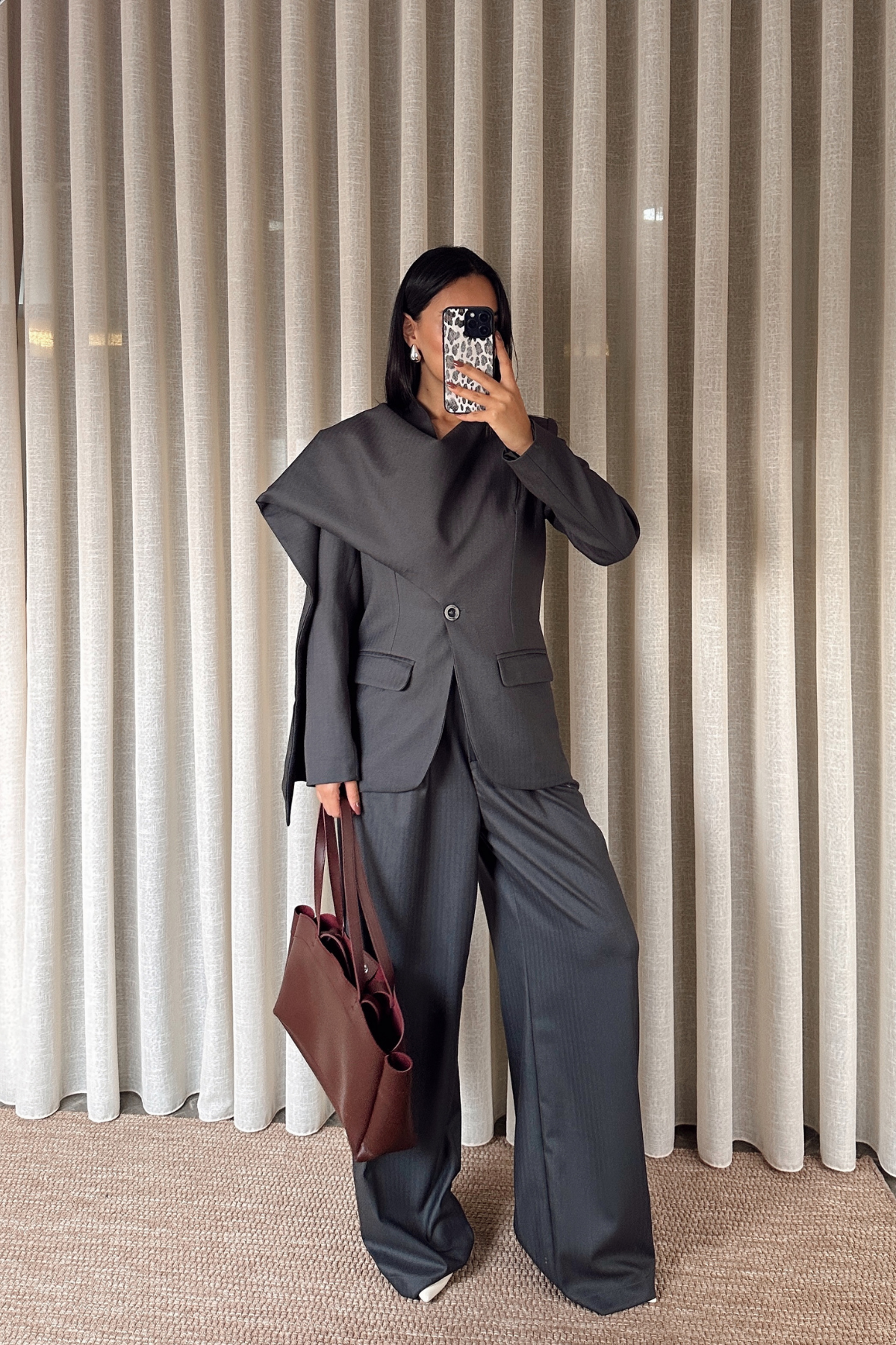 Antrasit Massim Model Şal Yaka Ceket Pantolon Takım