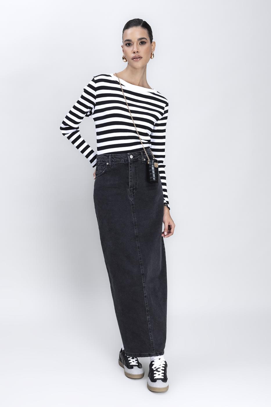 Long Back Slit Maxi Pencil Skirt