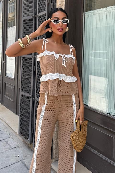 Askılı Bluz Pantolon Triko Takım 10114