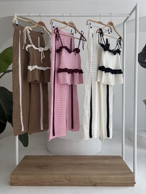Askılı Bluz Pantolon Triko Takım 10114