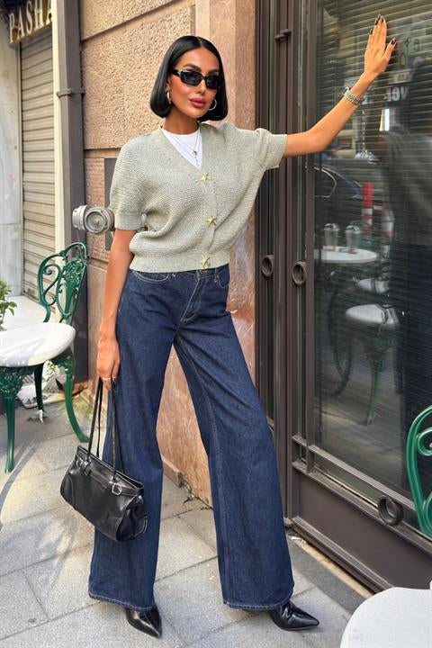 Asterya Gold Düğmeli Triko Hırka 5182