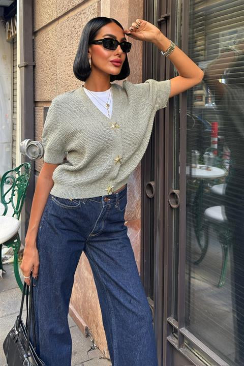 Asterya Gold Düğmeli Triko Hırka 5182