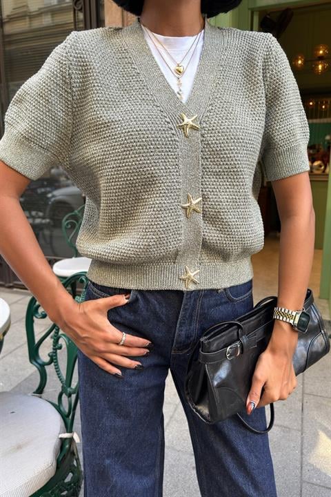 Asterya Gold Düğmeli Triko Hırka 5182