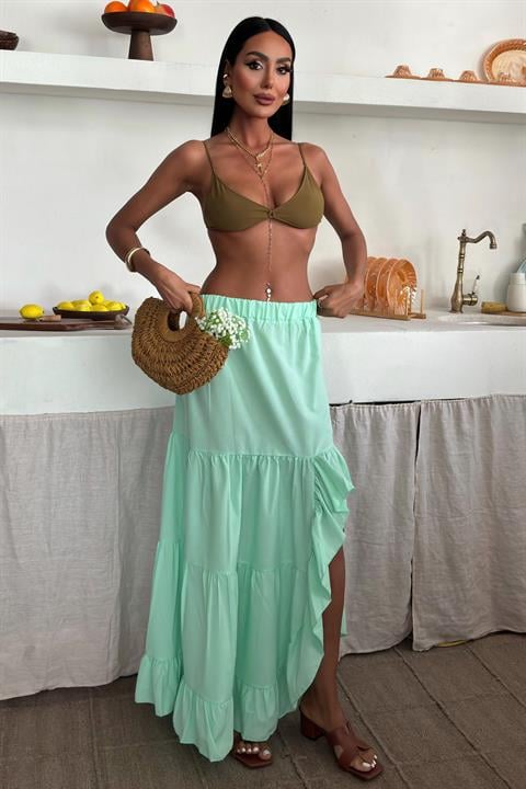 Audrey Fıfrlı Yırtmaç Detay Etek 4037