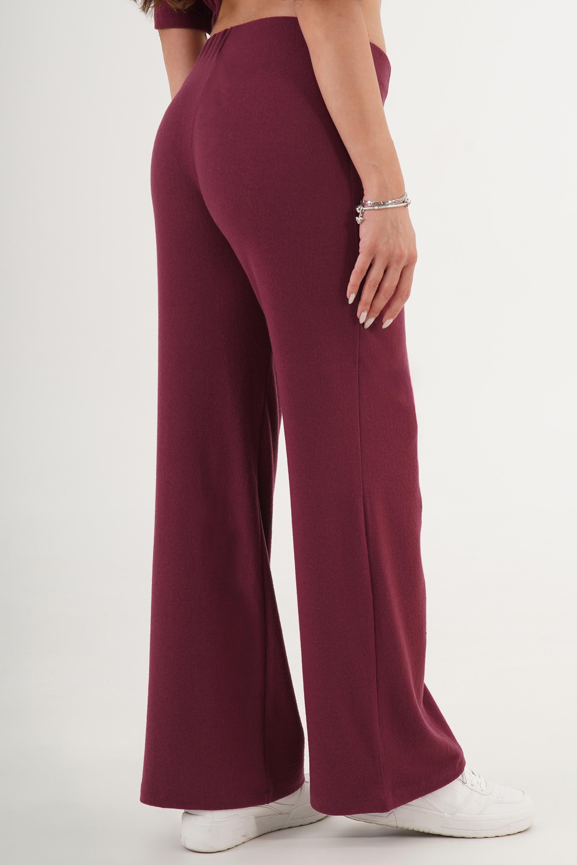 Beli Lastikli Yumoş Bordo Toptan Pantolon