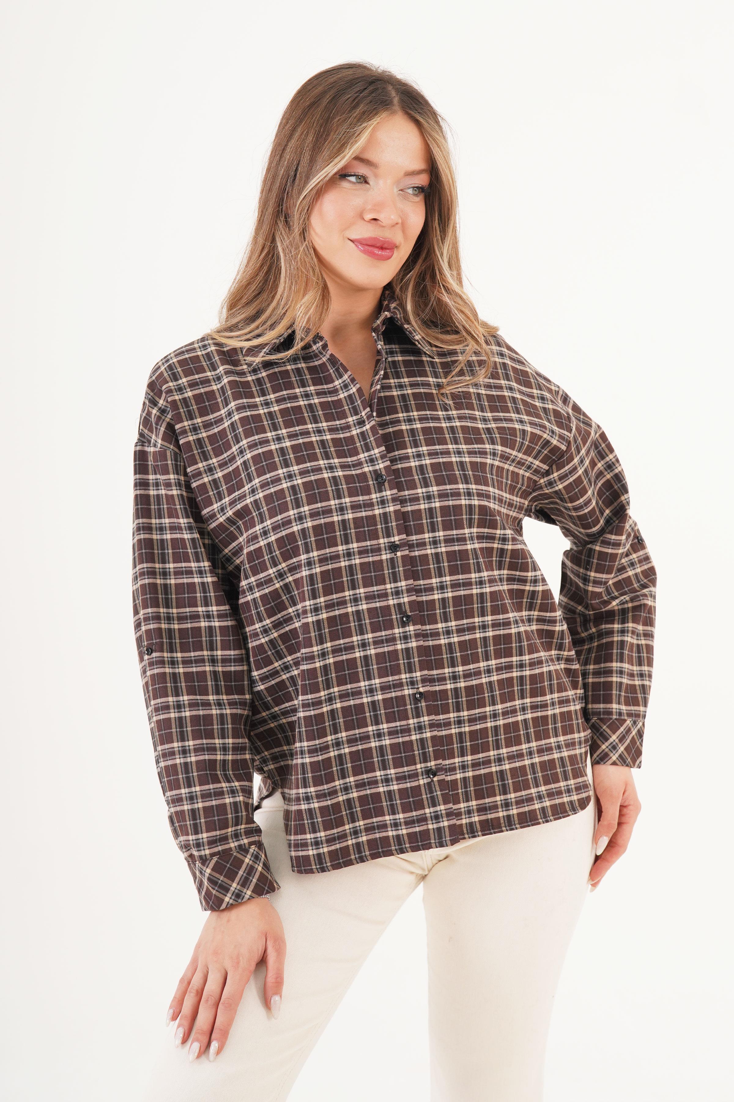 Ekose Desen Kahve Toptan Oduncu Gömlek Siyah S