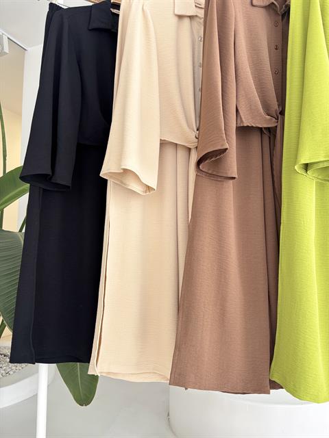 Bağlamalı Gömlek ve Yırtmaç Pantolonlu Ayrobin Takım 10179