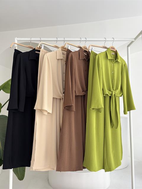 Bağlamalı Gömlek ve Yırtmaç Pantolonlu Ayrobin Takım 10179