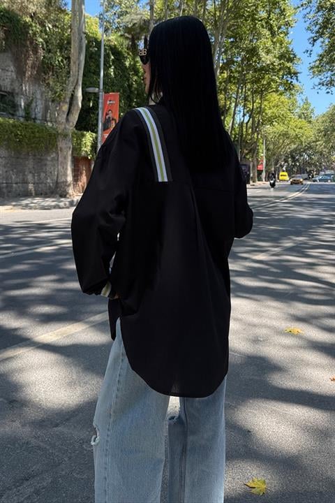 Bant Detaylı Oversize Poplin Gömlek 3436