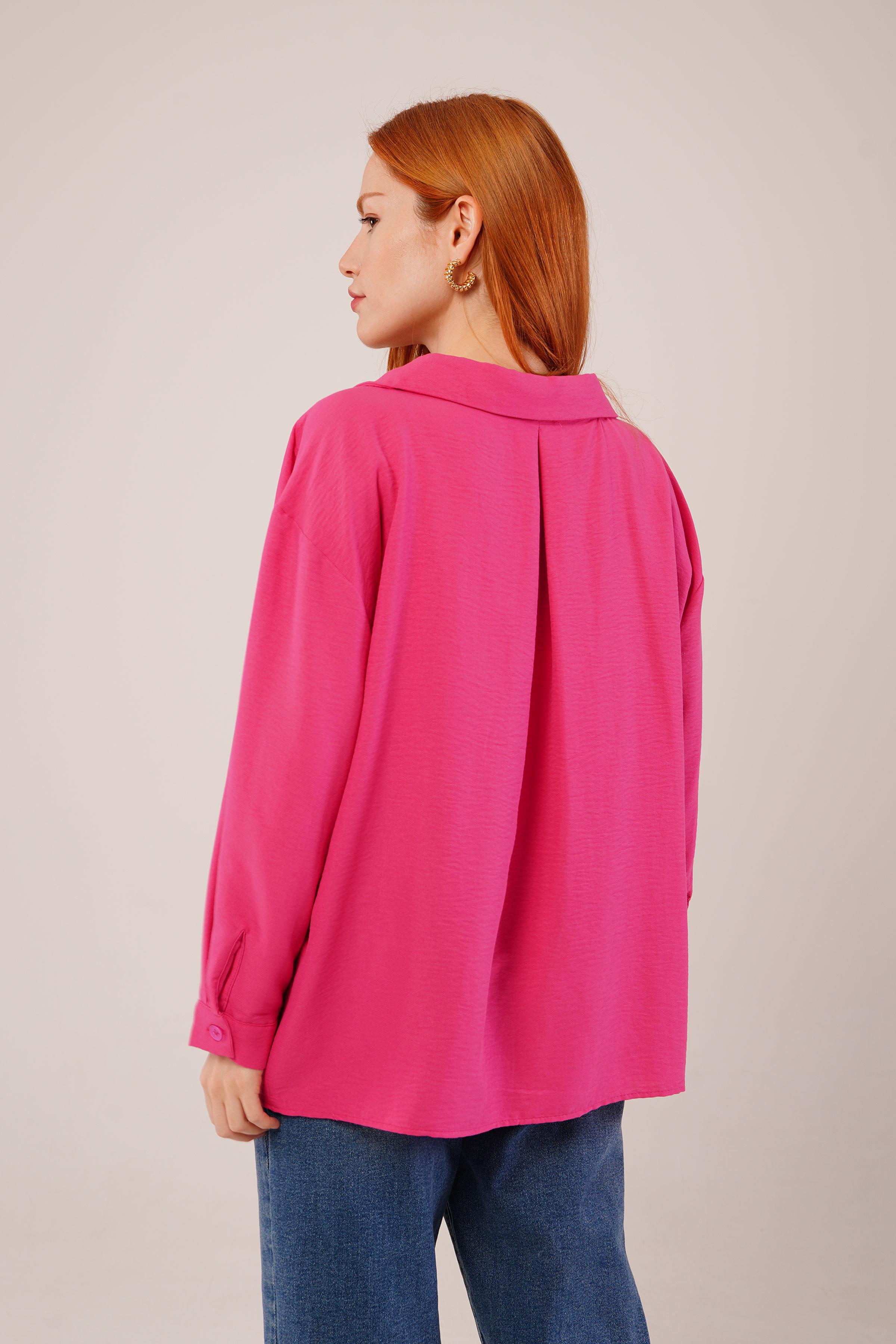 Basic Oversize Fuşya Toptan Gömlek