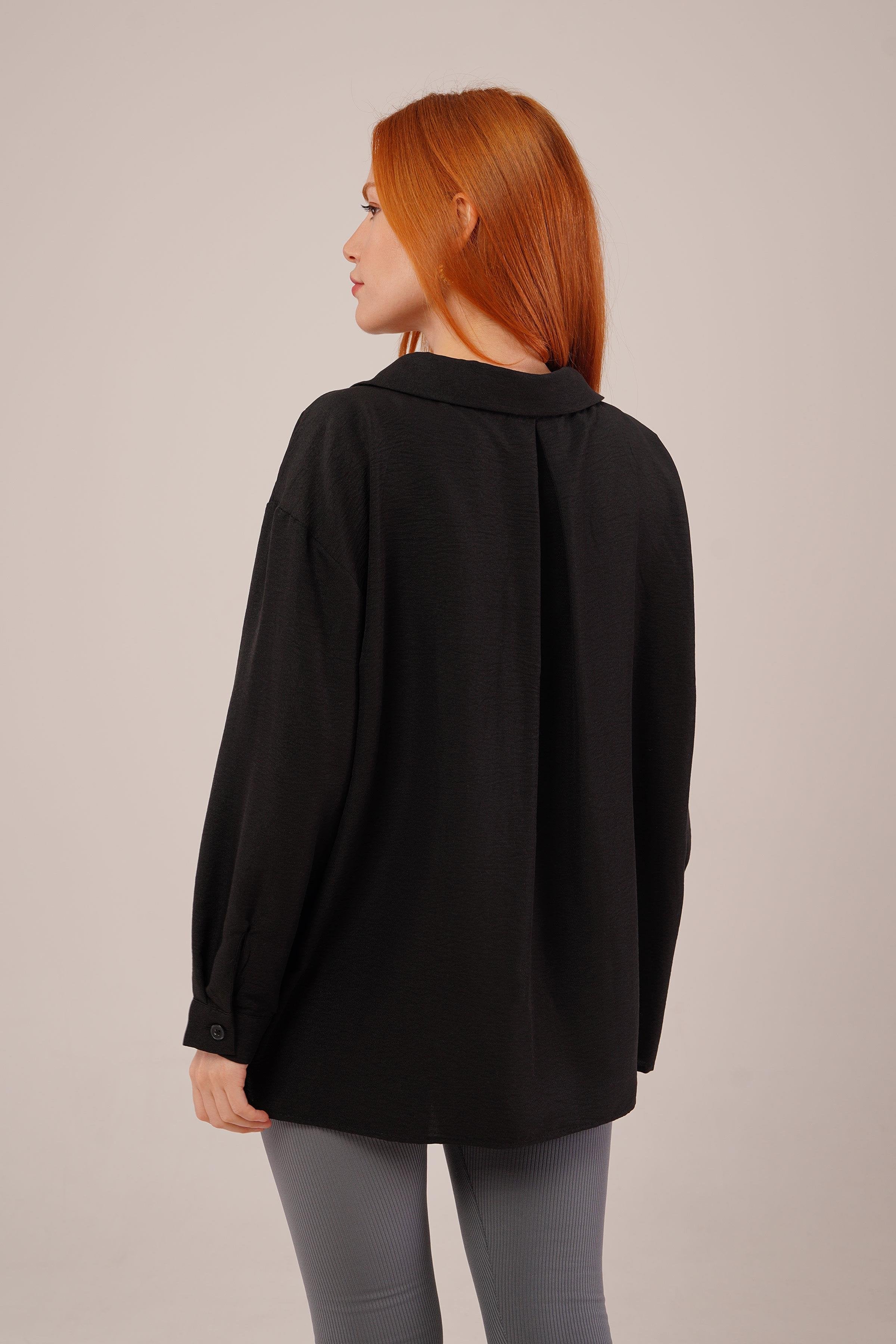 Basic Oversize Siyah Toptan Gömlek