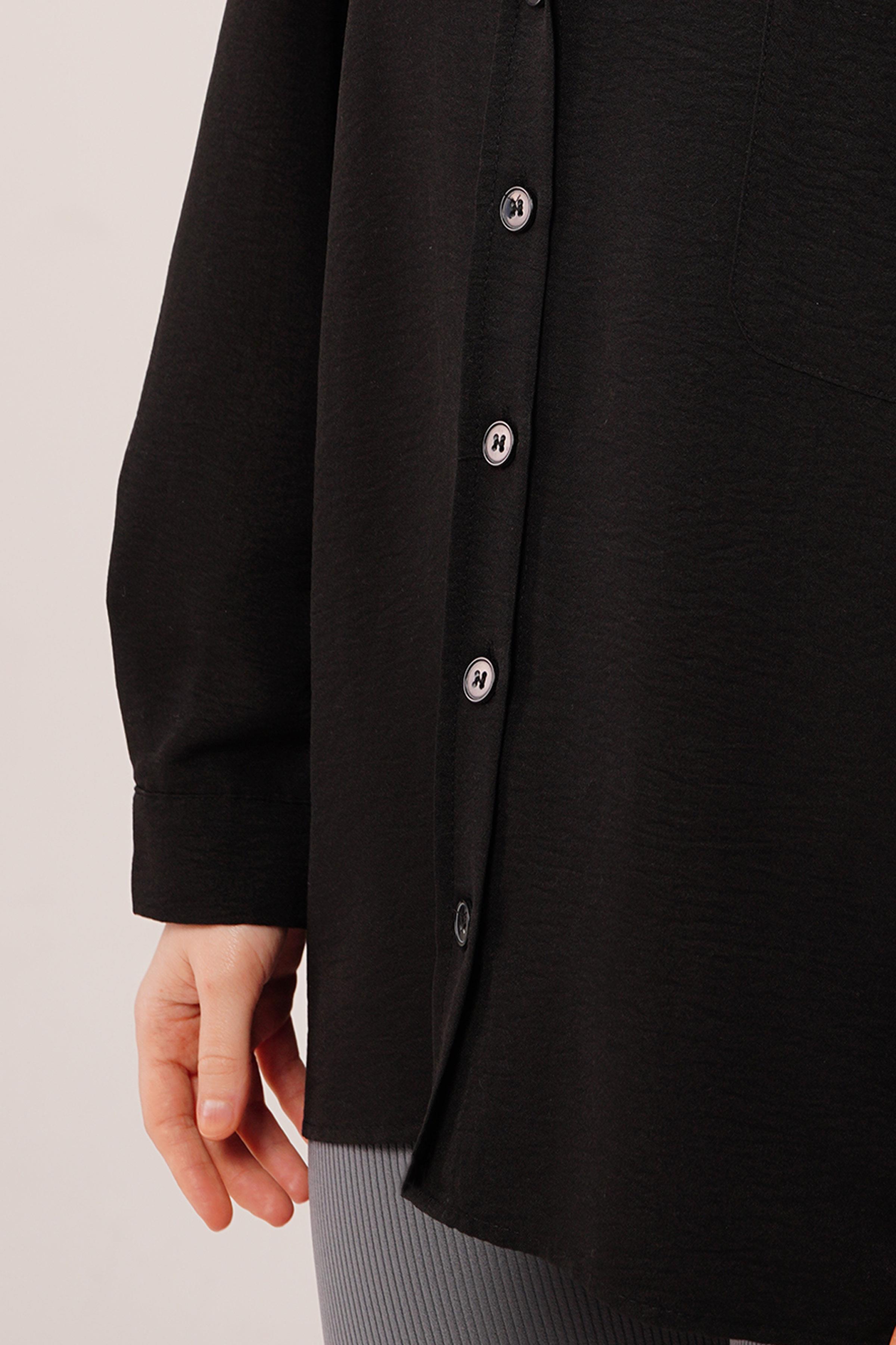 Basic Oversize Siyah Toptan Gömlek