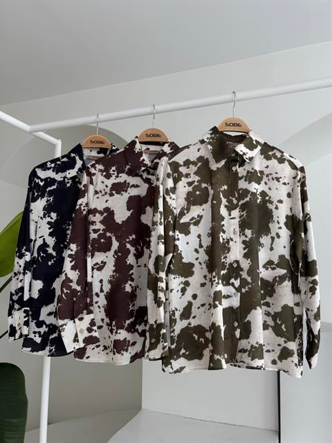 Batik Desenli Chanel Saten Gömlek 3467