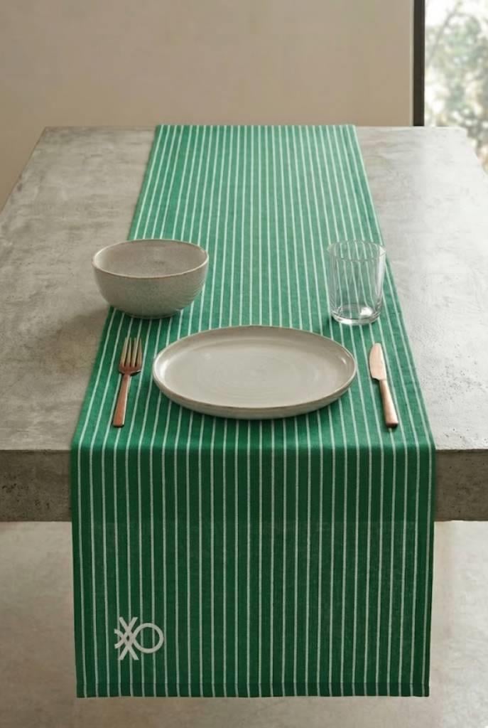 Be-28458-Gr %100 Pamuk Yeşil Çizgili 40*140 Cm Runner